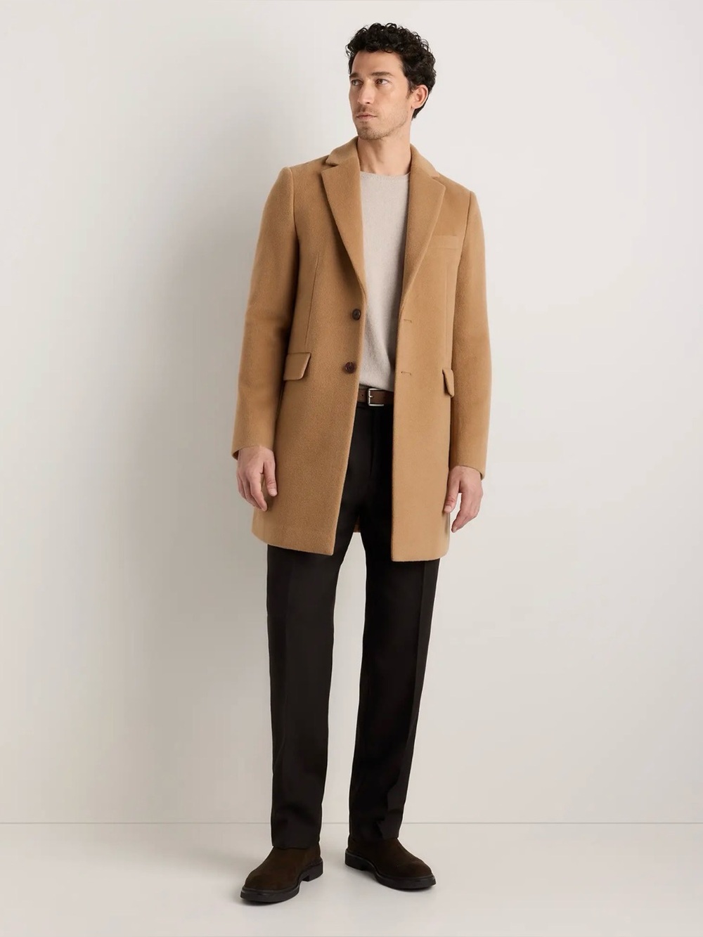 NWT Quince Mens Sz S Wool Cashmere Overcoat Tan Caramel Coat
